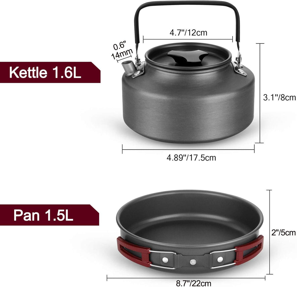Portable Camping Cookware Set with Hanging Storage Bag for Outdoor Cooking
