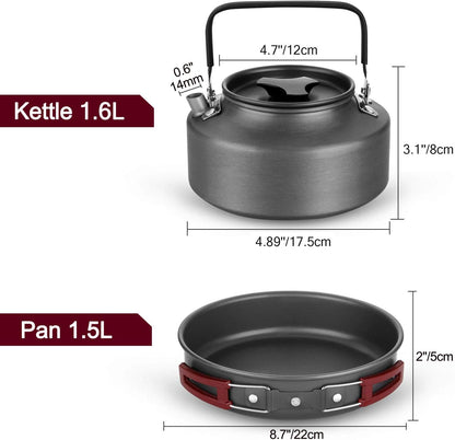 Portable Camping Cookware Set with Hanging Storage Bag for Outdoor Cooking