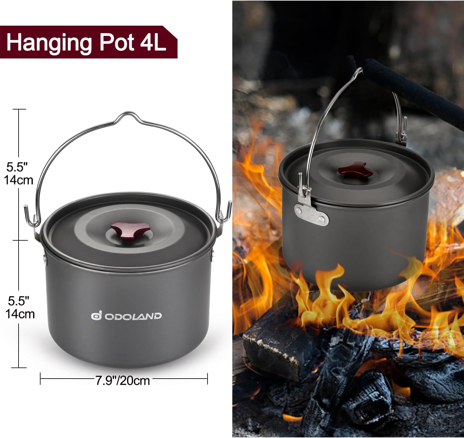 Portable Camping Cookware Set with Hanging Storage Bag for Outdoor Cooking