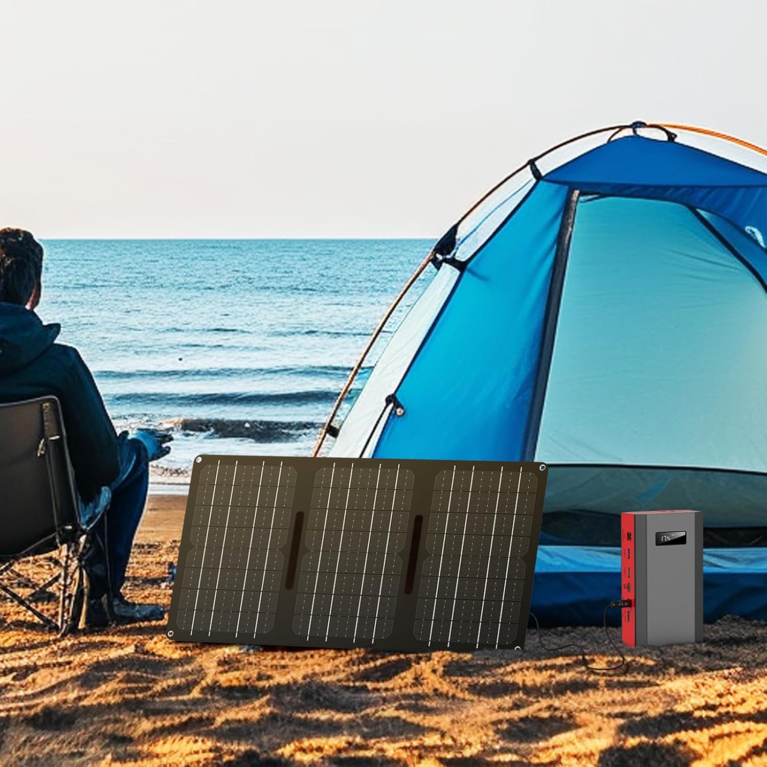 Foldable Portable Power Station with Multiple Outputs for Camping and Emergency Use