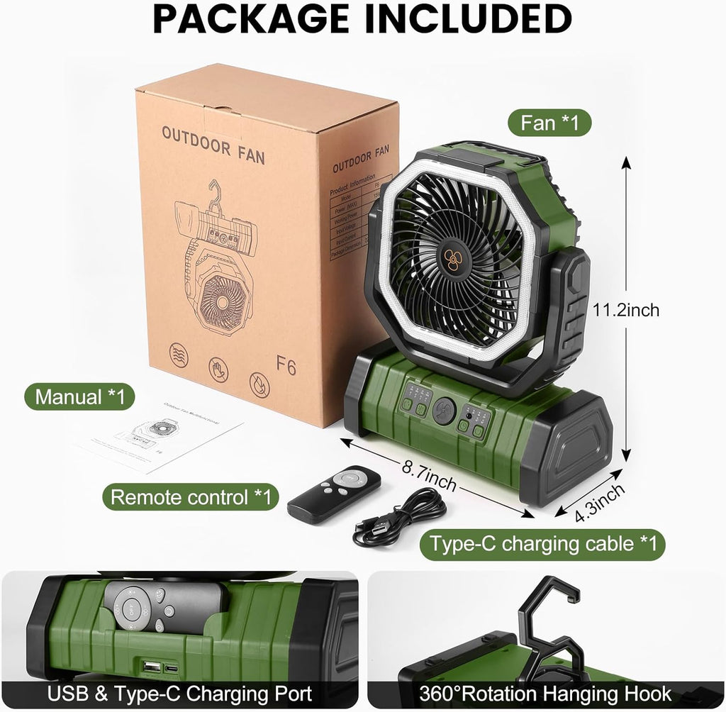 Portable Rechargeable Fan for Home, Office, and Camping