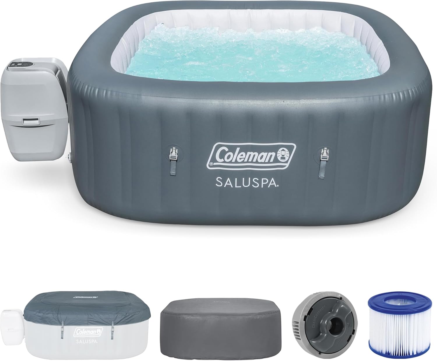 Inflatable Outdoor Hot Tub Spa for 4–6 People with Heated Bubble Massage