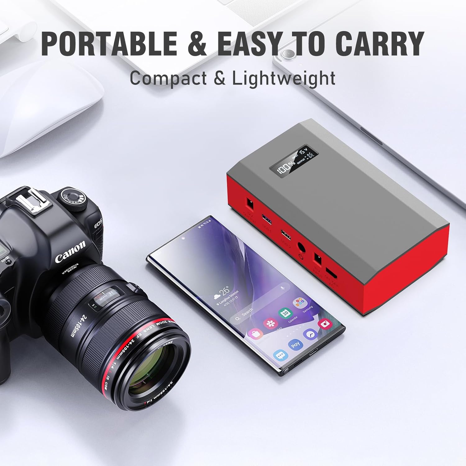 Foldable Portable Power Station with Multiple Outputs for Camping and Emergency Use