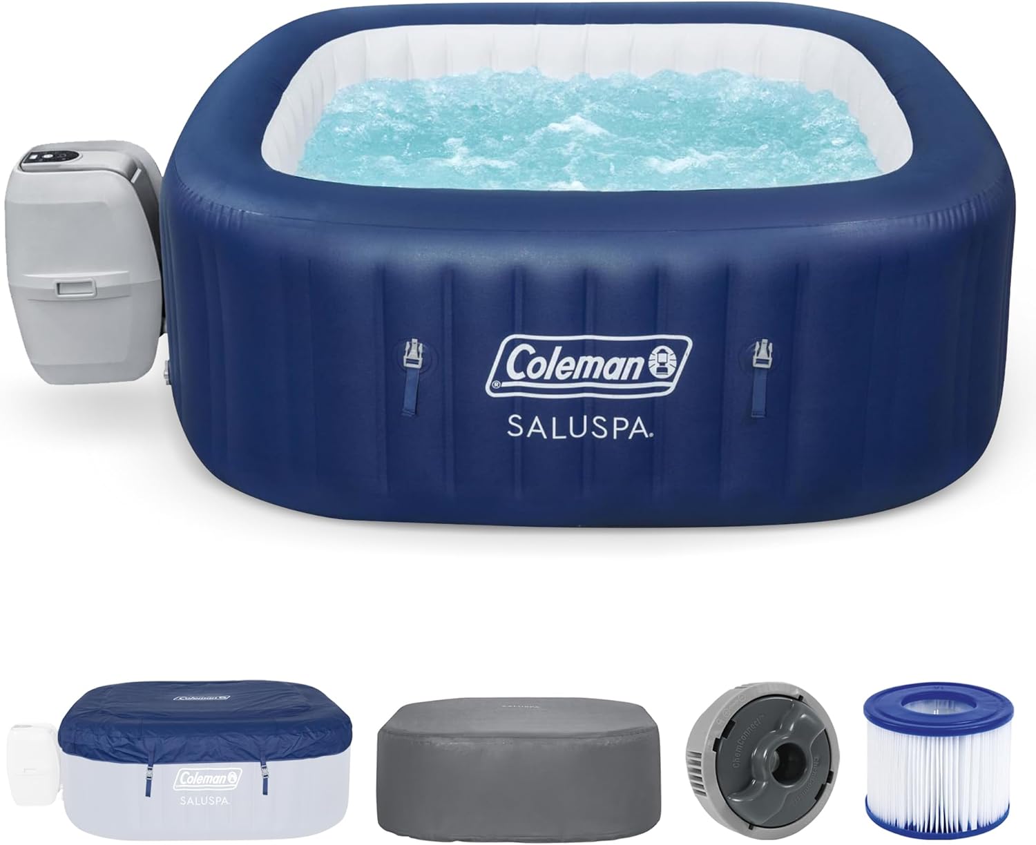 Inflatable Outdoor Hot Tub Spa for 4–6 People with Heated Bubble Massage