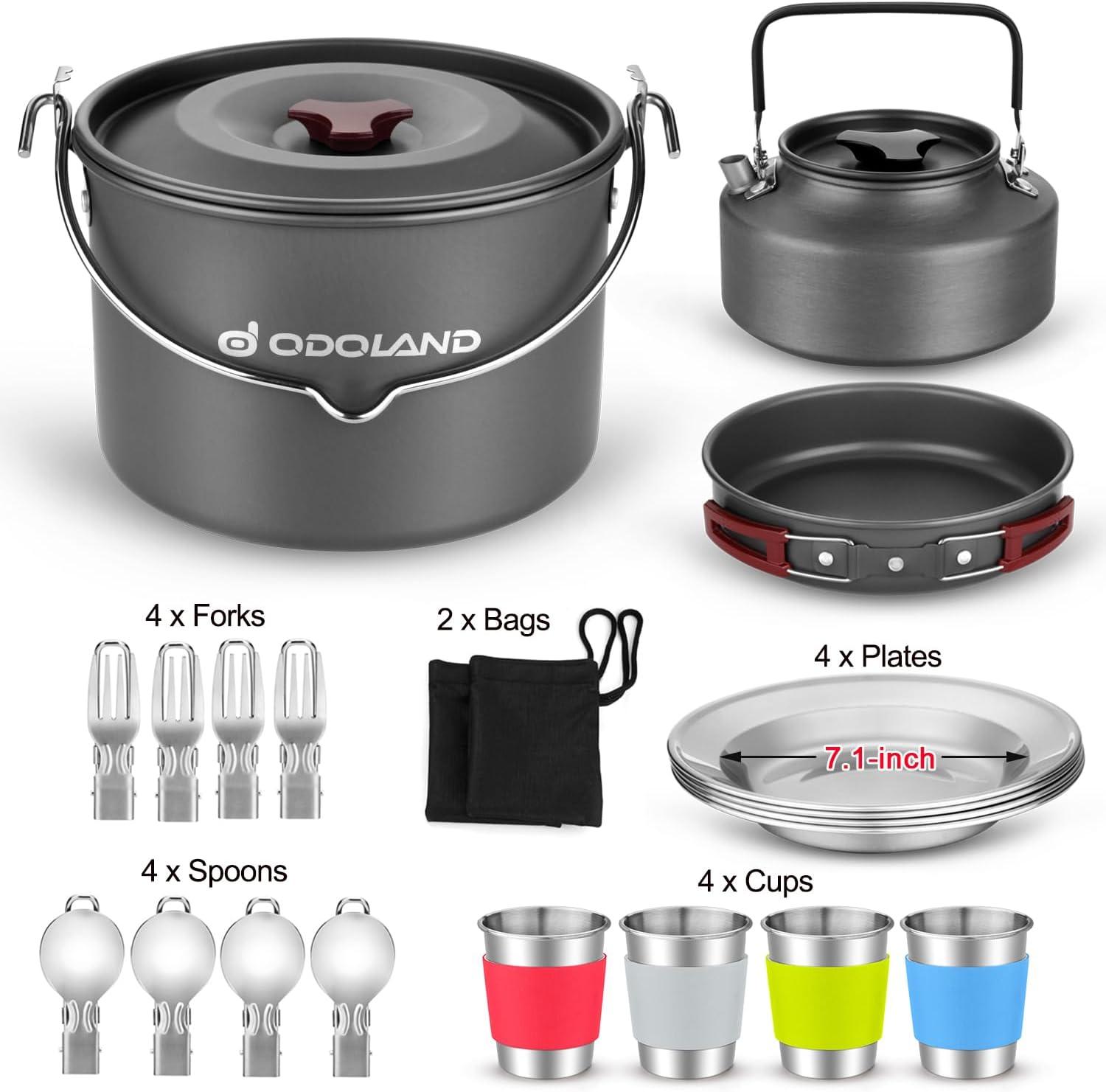 Portable Camping Cookware Set with Hanging Storage Bag for Outdoor Cooking