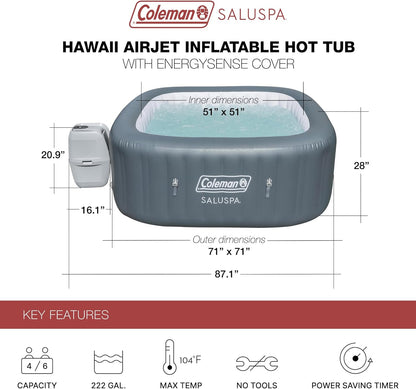 Inflatable Outdoor Hot Tub Spa for 4–6 People with Heated Bubble Massage