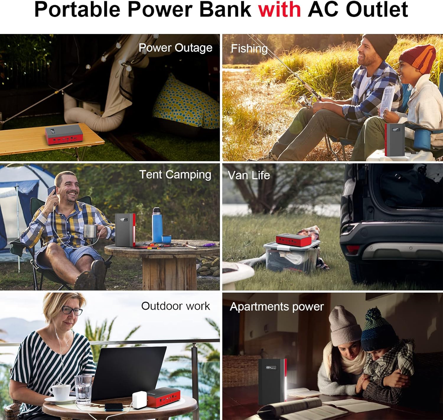 Foldable Portable Power Station with Multiple Outputs for Camping and Emergency Use