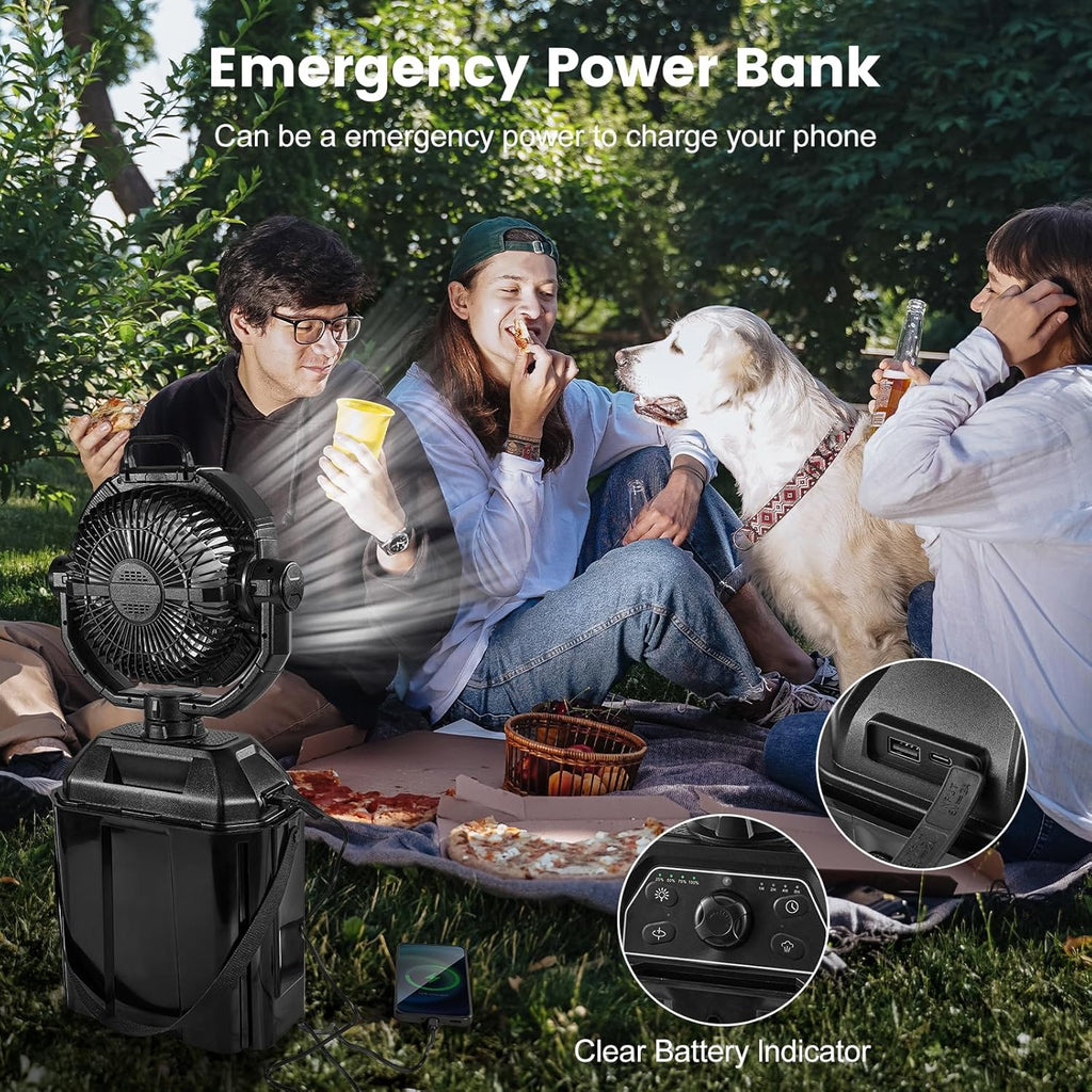 Portable 30000mAh Rechargeable Oscillating Fan – Handheld & Desktop