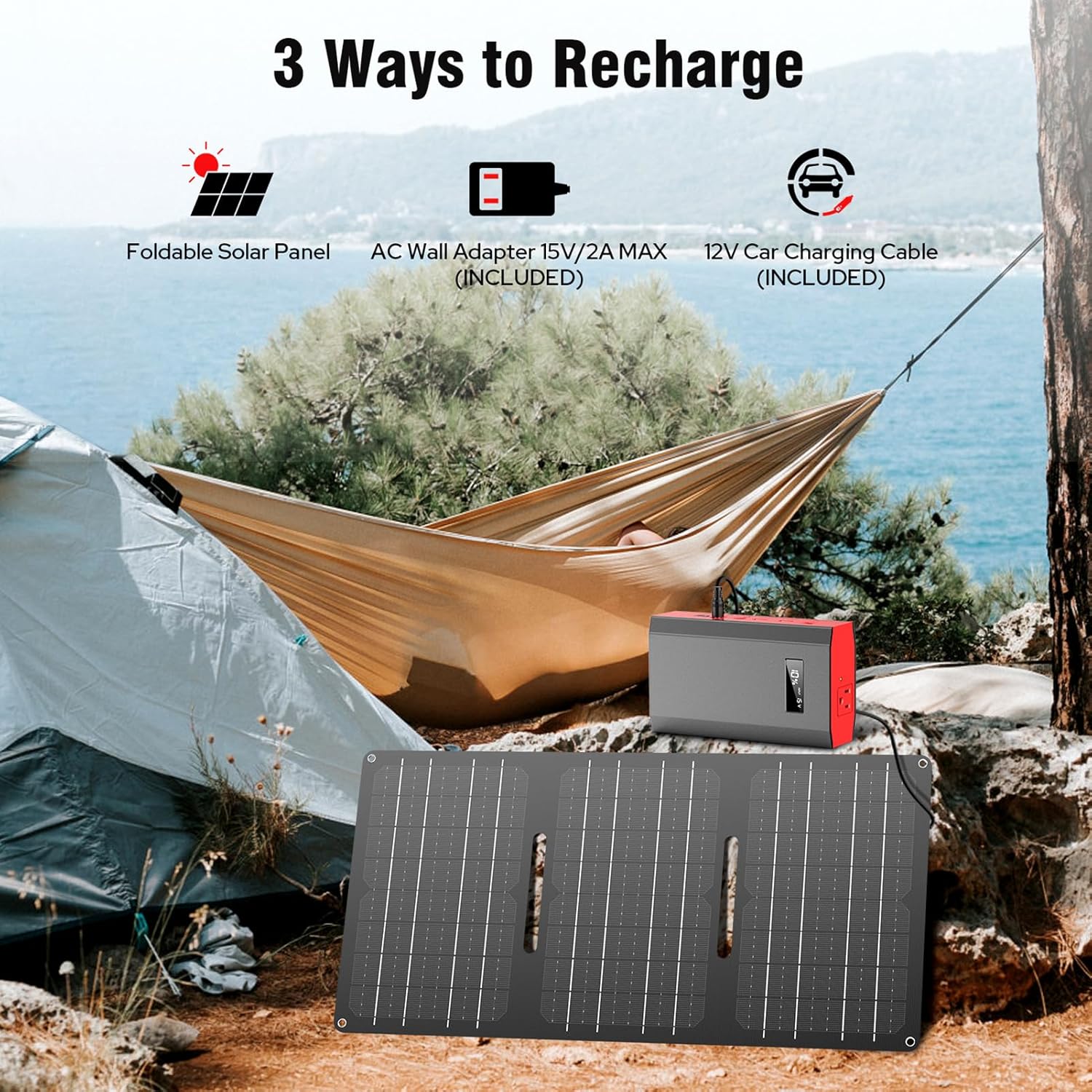 24000mAh Portable Power Station with AC Outlet for Camping and Emergency Use