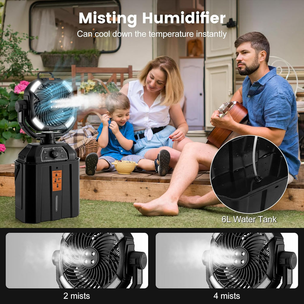 Portable 30000mAh Rechargeable Oscillating Fan – Handheld & Desktop