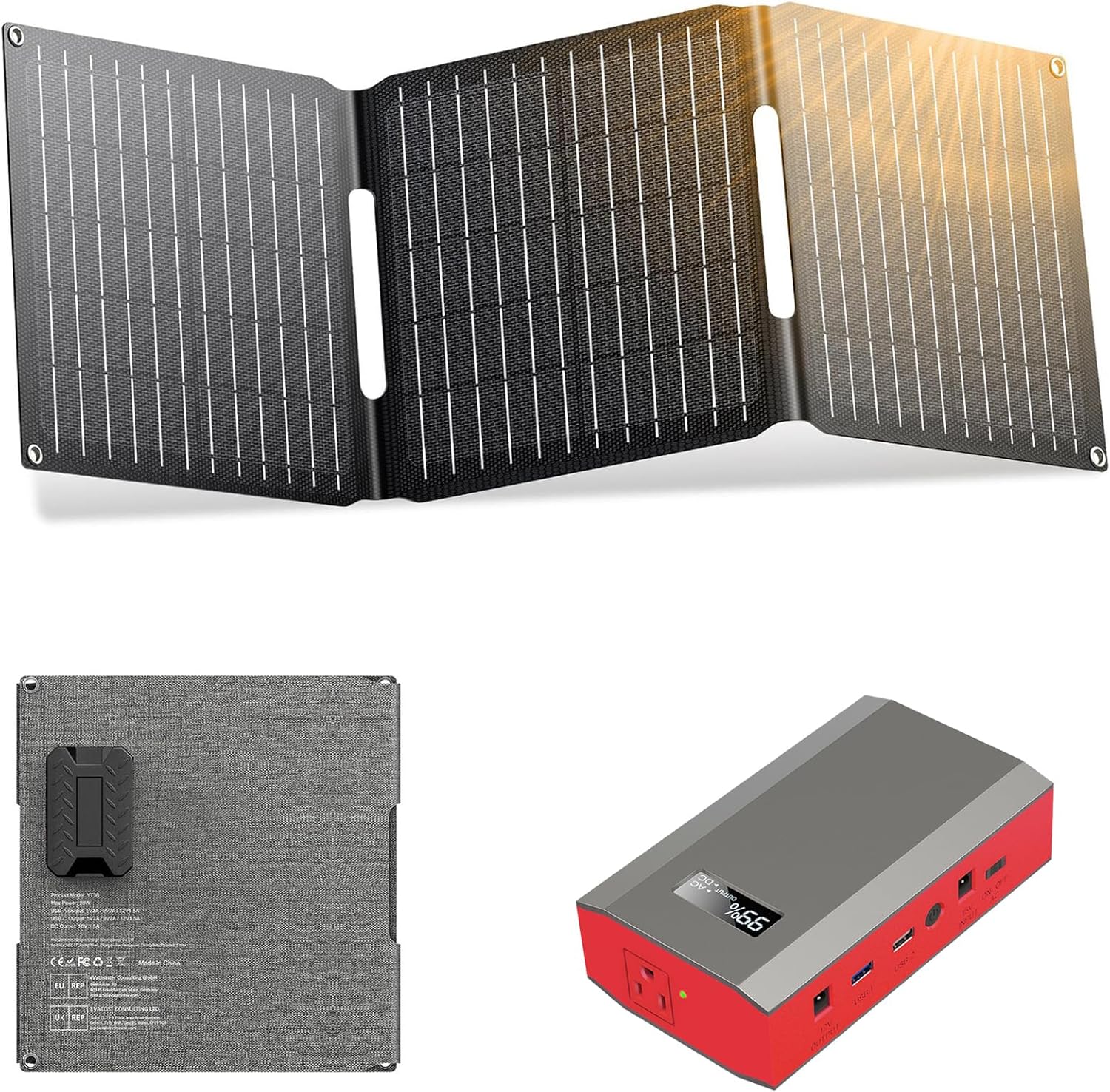 Foldable Portable Power Station with Multiple Outputs for Camping and Emergency Use