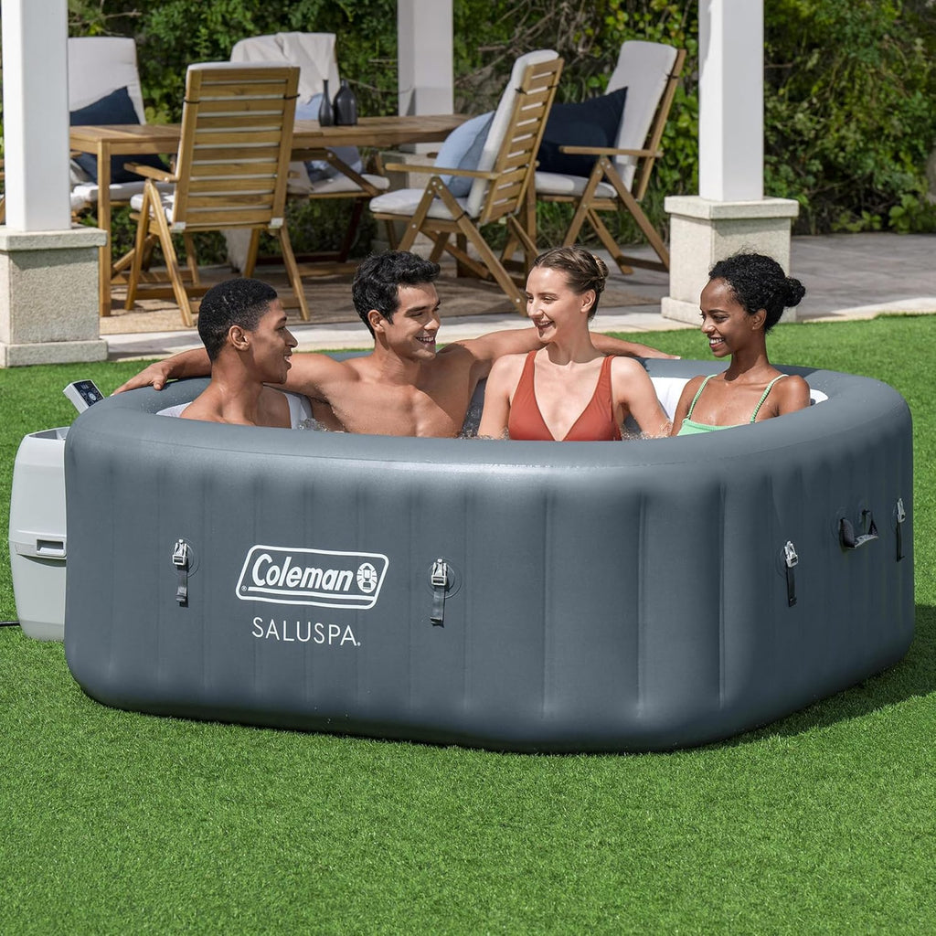 Inflatable Outdoor Hot Tub Spa for 4–6 People with Heated Bubble Massage